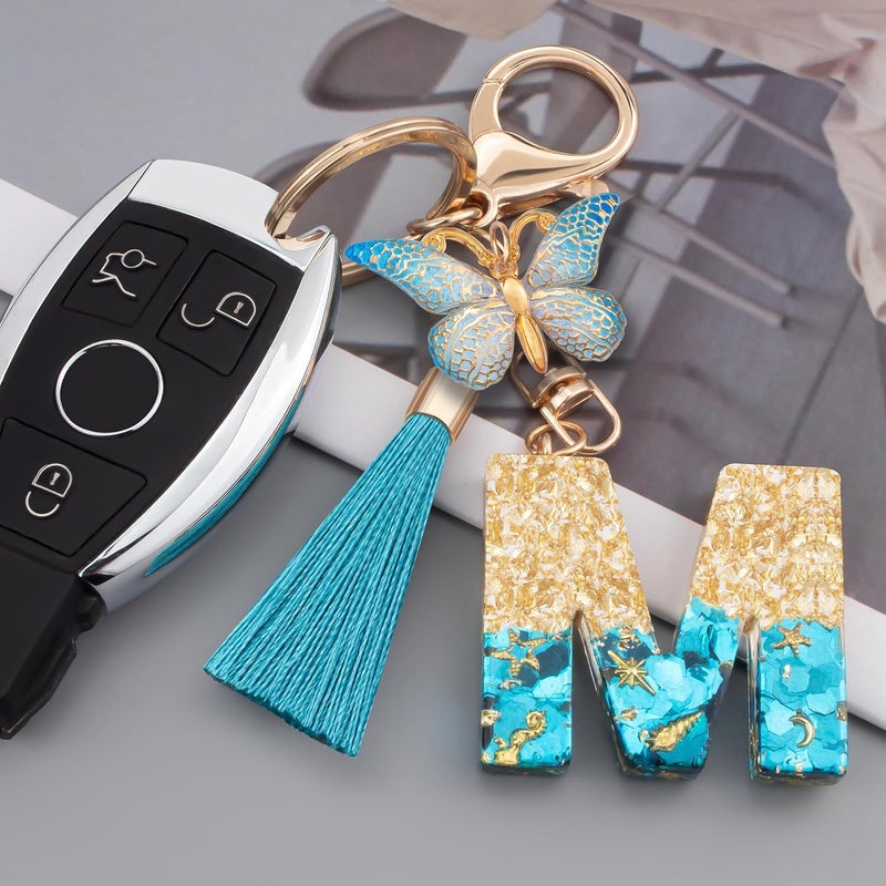 Suweibuke Cute Pink Key Chains for Women Girls, Initial Letter Keychains with Tassel, Charms for Key Purse Handbags Backpacks - Image 2
